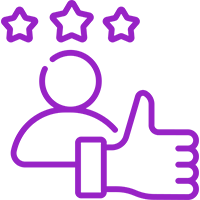 01 Person with stars and thumbs-up icon.