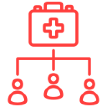 Mask group (35) Healthcare network diagram with medical symbol.